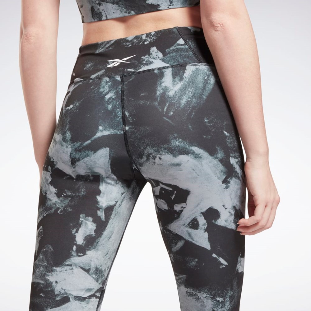 Reebok MYT Printed Leggings Svarta | PZVHU-5816