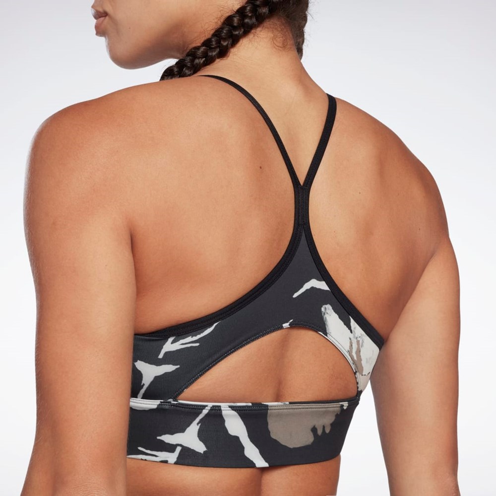 Reebok MYT Printed Sports Bra Svarta | YIKXJ-5290