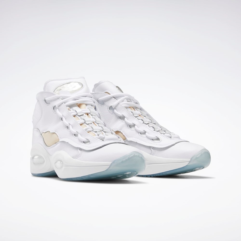 Reebok Maison Margiela Question Mid Memory Of Basketball Shoes Vita Svarta Vita | OERNZ-7132