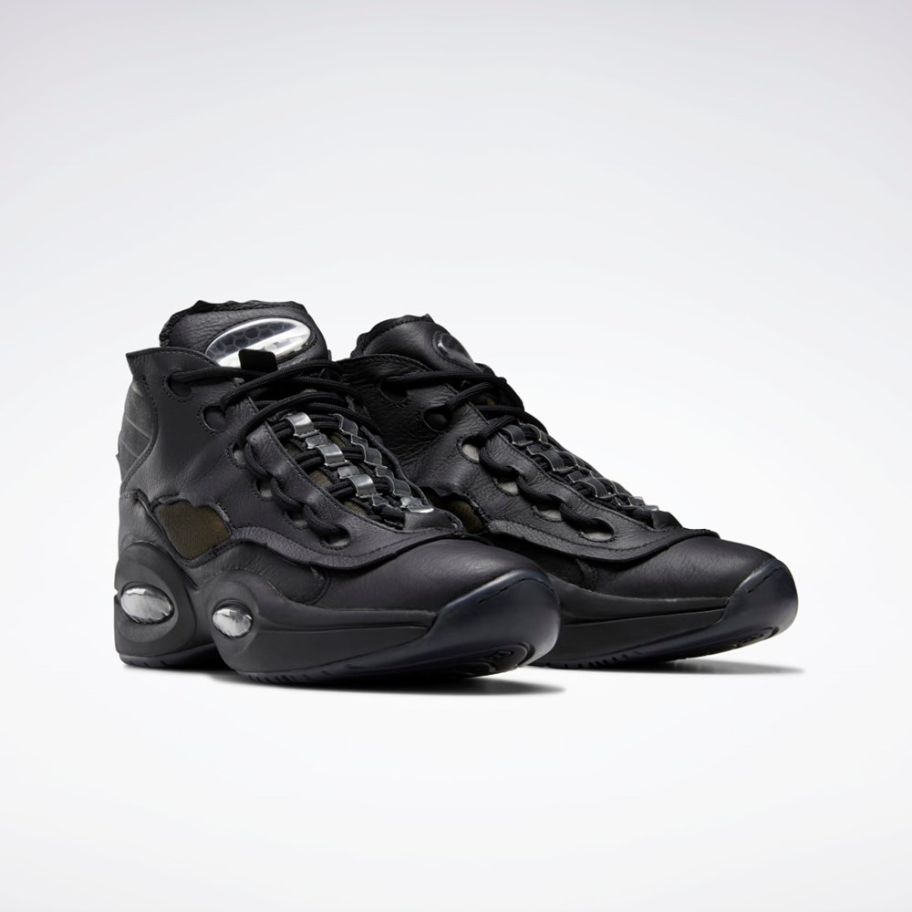 Reebok Maison Margiela Question Mid Memory Of Basketball Shoes Svarta Vita Svarta | TJAQN-5483