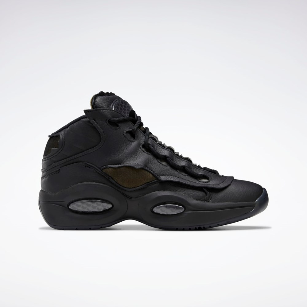 Reebok Maison Margiela Question Mid Memory Of Basketball Shoes Svarta Vita Svarta | TJAQN-5483