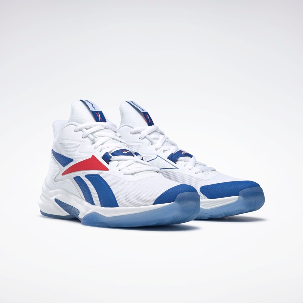 Reebok More Buckets Basketball Shoes Vita Blå Röda | GJSKC-3876