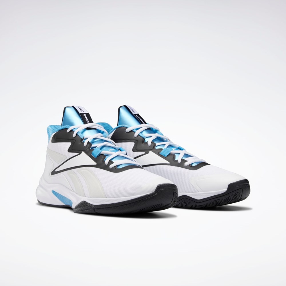 Reebok More Buckets Basketball Shoes Vita Svarta Blå | UHVBM-9385