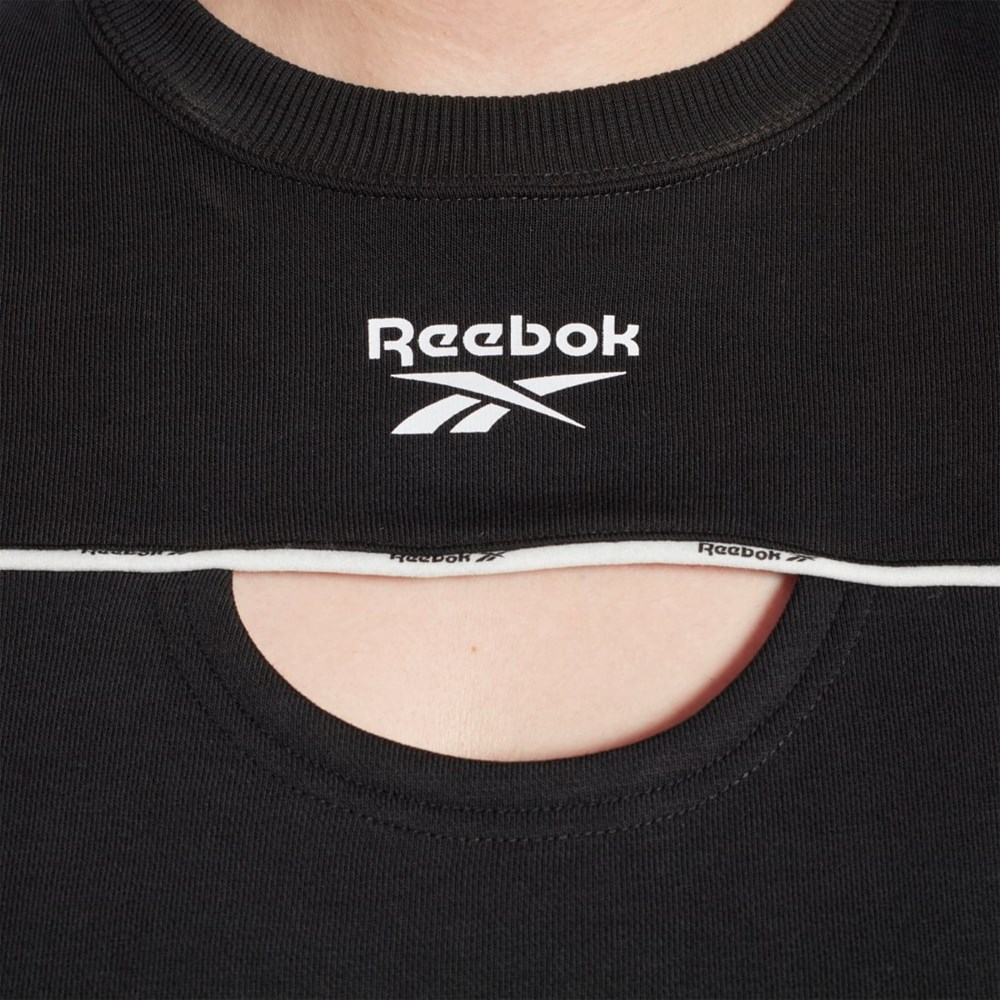 Reebok Piping Crewneck Sweatshirt (Plus Size) Svarta | HBLNR-3192