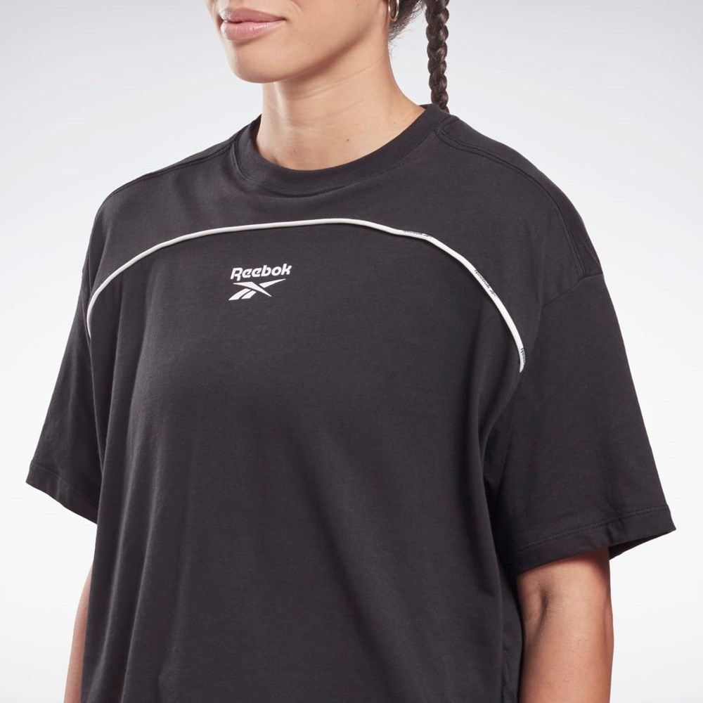 Reebok Piping T-Shirt Svarta | BKNAR-7258