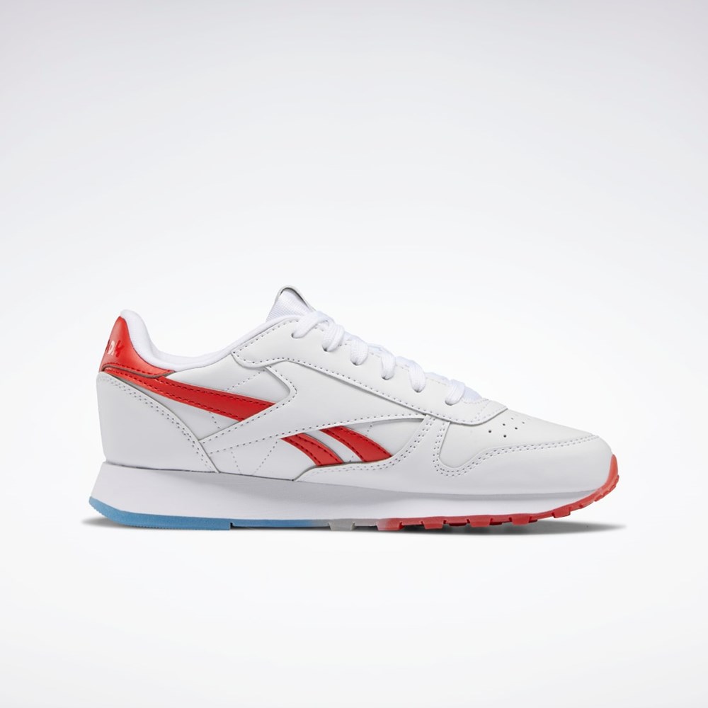 Reebok Popsicle Classic Leather Shoes - Grade School Vita Blå Röda | QTDRB-5412