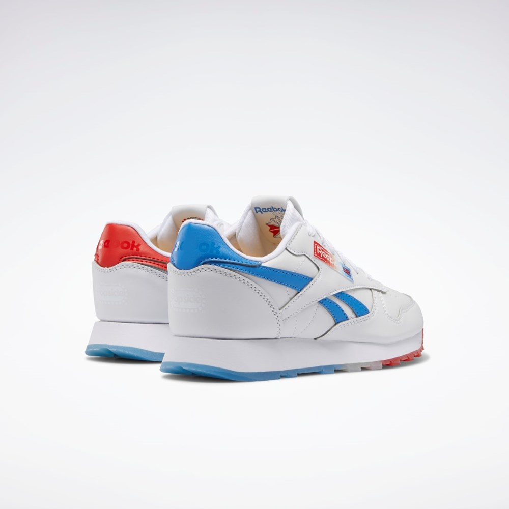 Reebok Popsicle Classic Leather Shoes - Grade School Vita Blå Röda | QTDRB-5412