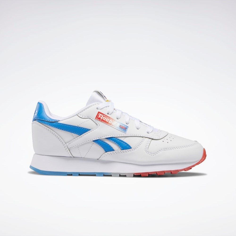 Reebok Popsicle Classic Leather Shoes - Grade School Vita Blå Röda | QTDRB-5412