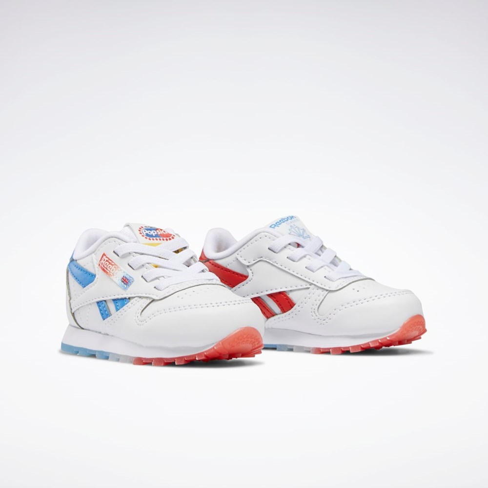 Reebok Popsicle Classic Leather Shoes - Toddler Vita Blå Röda | UIGVP-4923