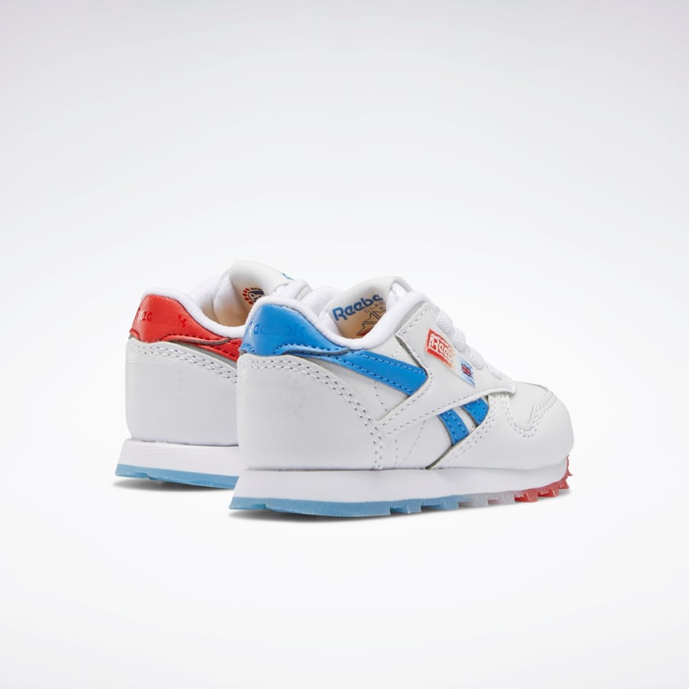 Reebok Popsicle Classic Leather Shoes - Toddler Vita Blå Röda | UIGVP-4923