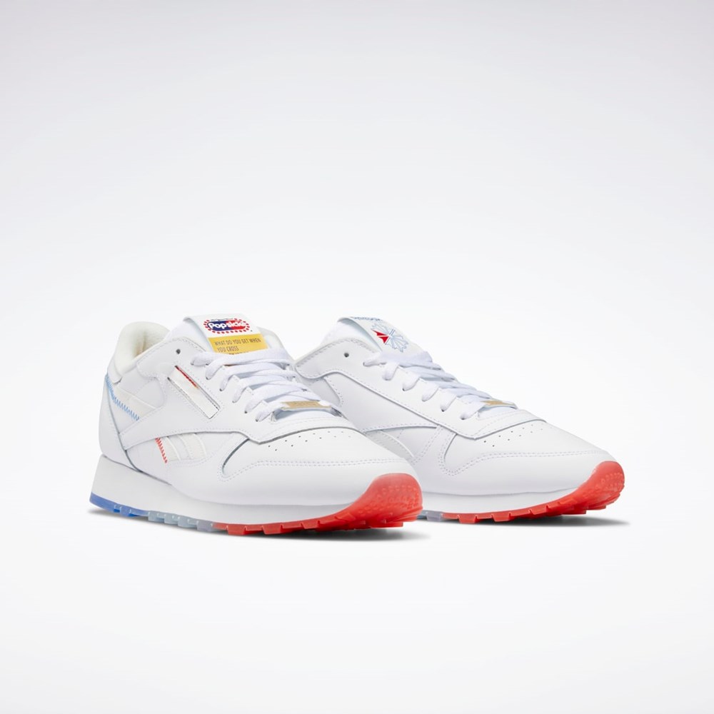 Reebok Popsicle Classic Leather Shoes Vita Blå Röda | HWCSR-2609