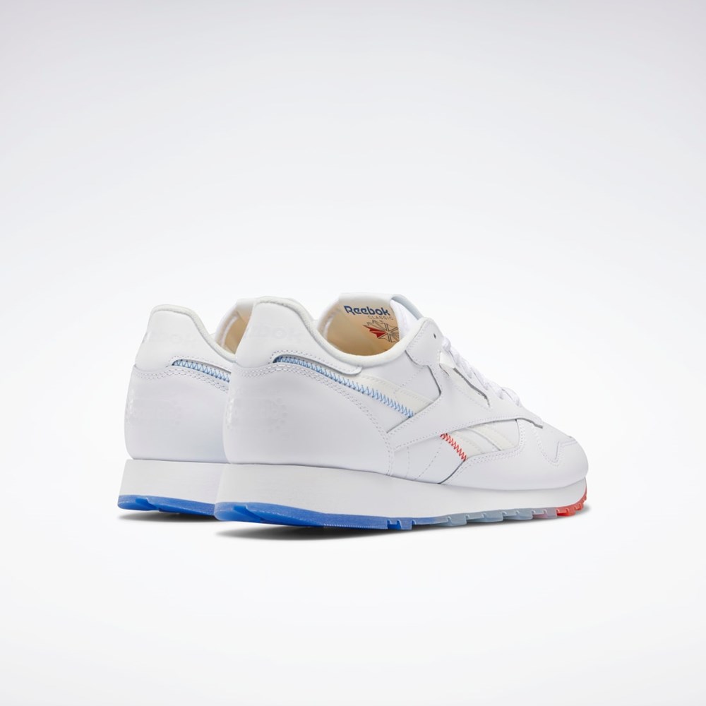 Reebok Popsicle Classic Leather Shoes Vita Blå Röda | HWCSR-2609