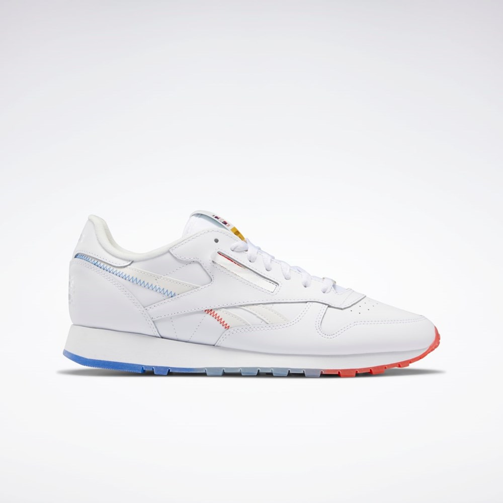 Reebok Popsicle Classic Leather Shoes Vita Blå Röda | HWCSR-2609