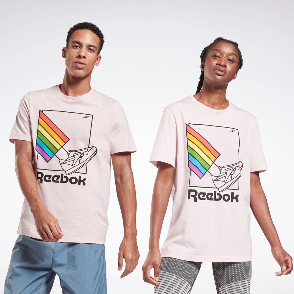 Reebok Pride Tryck T-Shirt Frost Berry | APQSV-7318