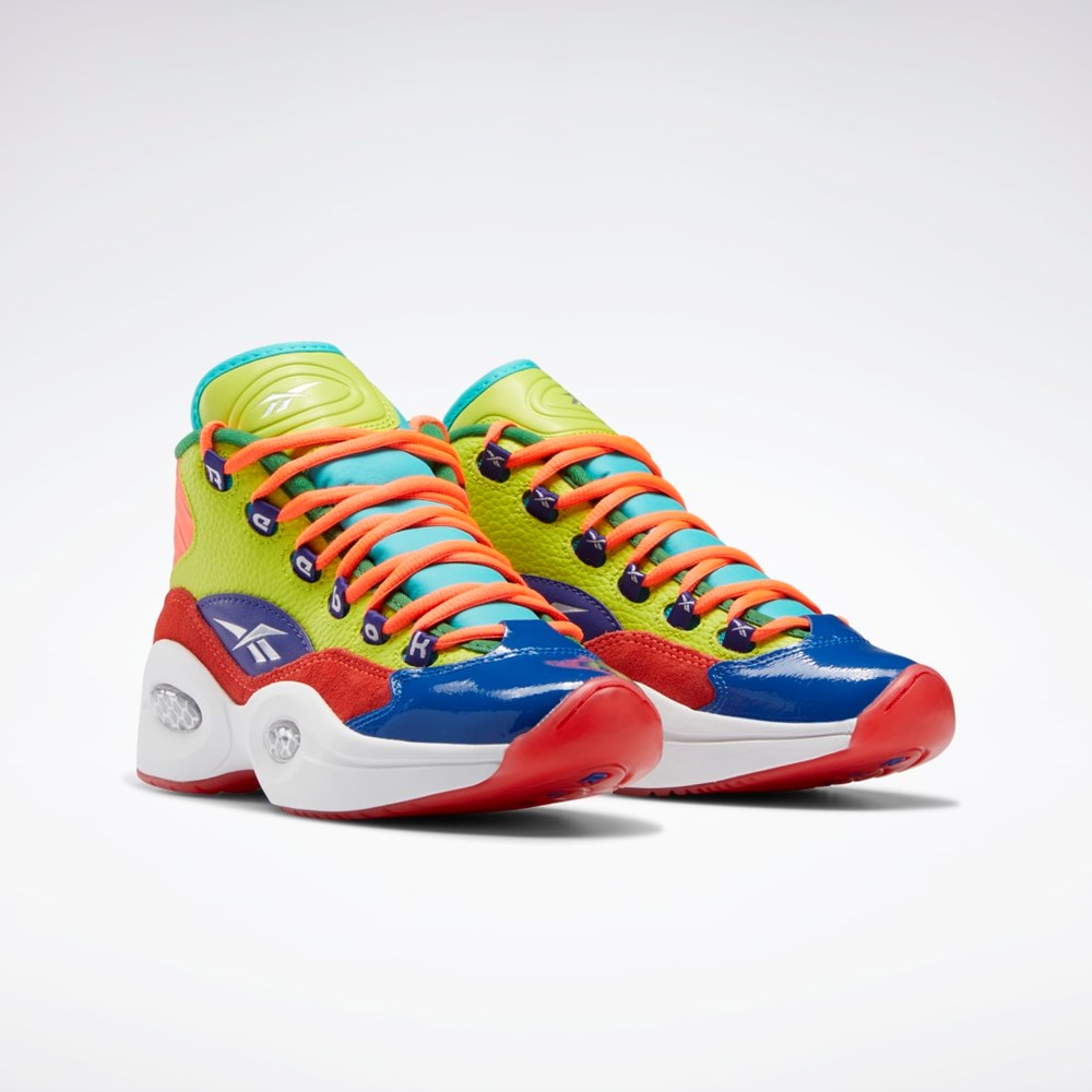 Reebok Question Mid Basketball Shoes - Grade School Orange Gula Lila | ERWHF-9034