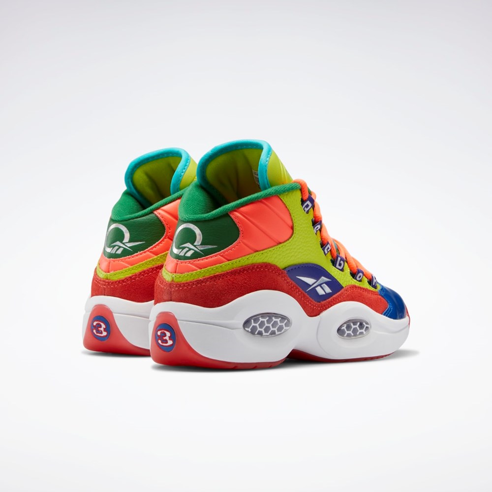 Reebok Question Mid Basketball Shoes - Grade School Orange Gula Lila | ERWHF-9034