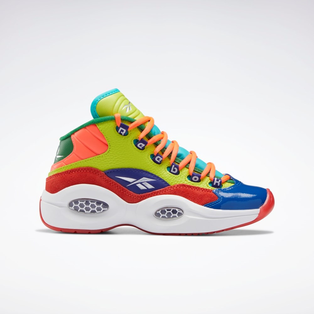 Reebok Question Mid Basketball Shoes - Grade School Orange Gula Lila | JZPKM-7385