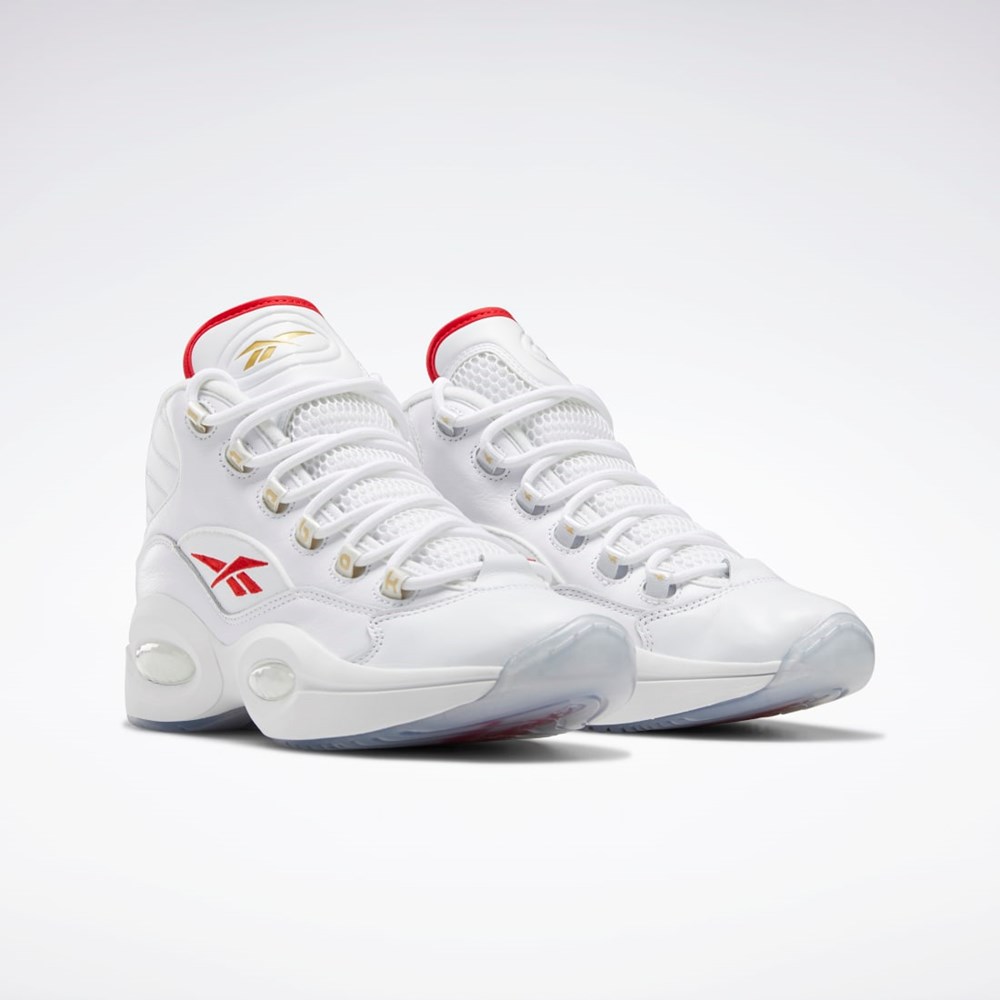 Reebok Question Mid Basketball Shoes Vita Vita Röda | XTMVJ-2079