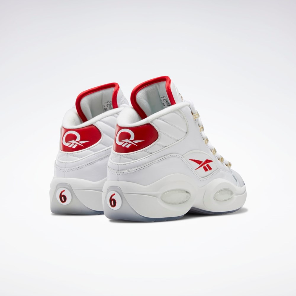 Reebok Question Mid Basketball Shoes Vita Vita Röda | XTMVJ-2079