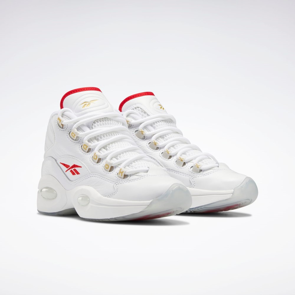 Reebok Question Mid Shoes - Grade School Vita Röda Vita | KDTBS-8734