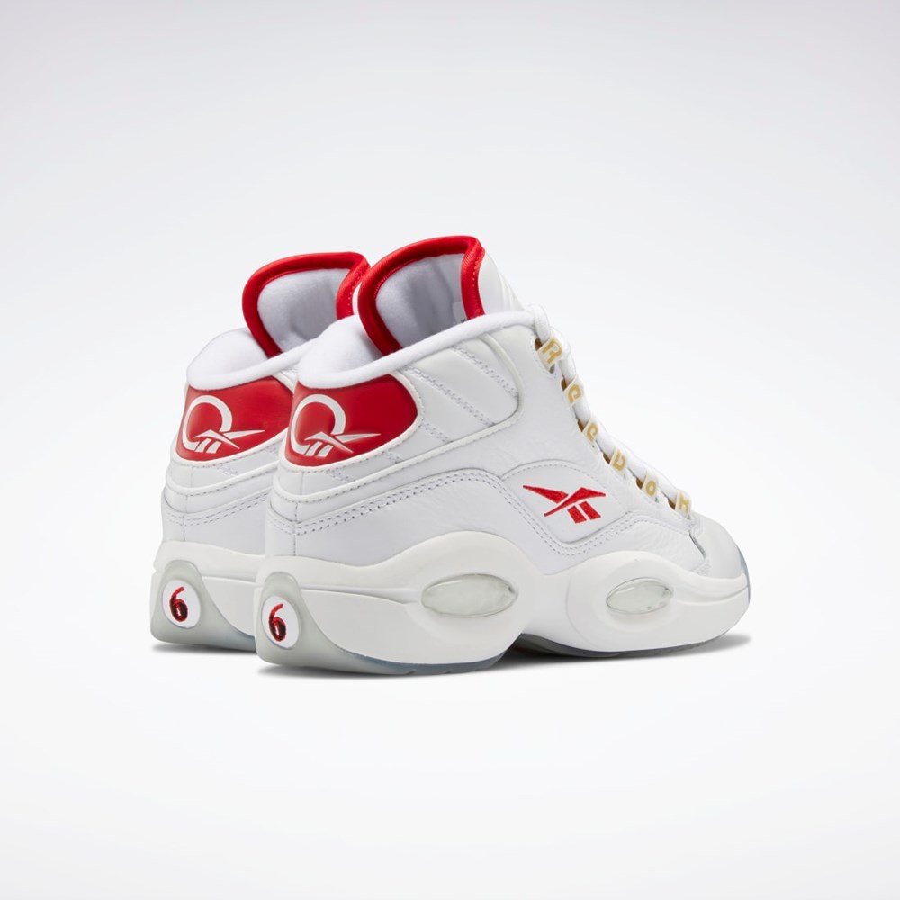 Reebok Question Mid Shoes - Grade School Vita Röda Vita | KDTBS-8734