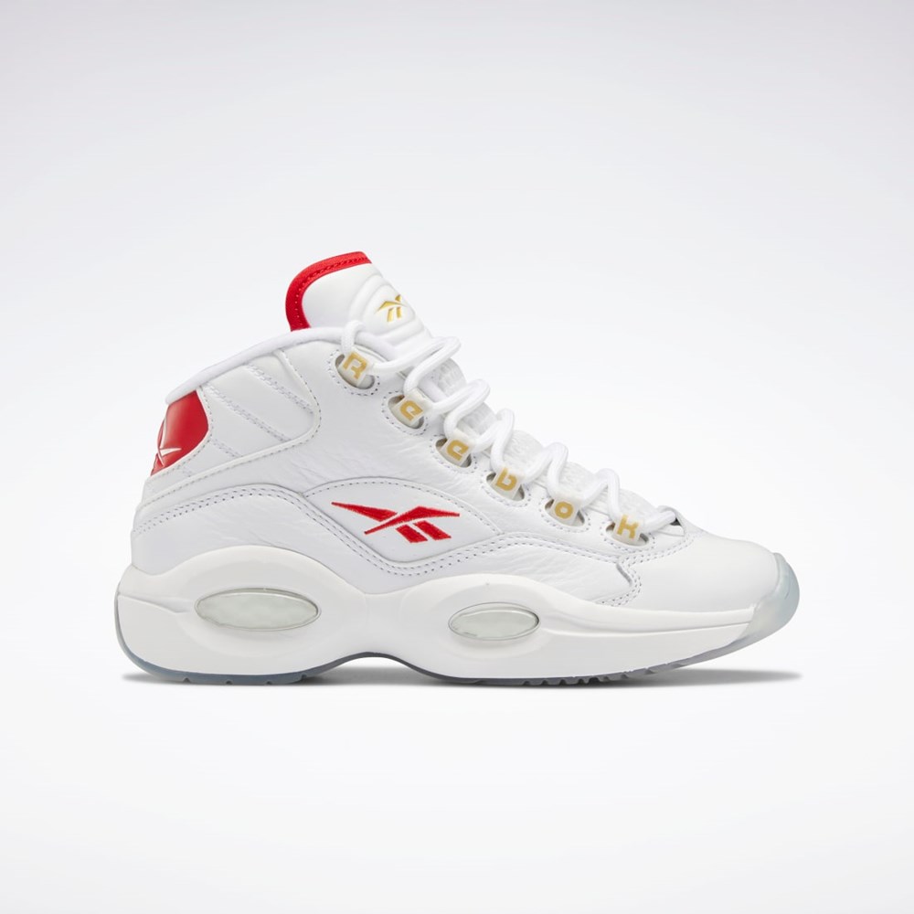 Reebok Question Mid Shoes - Grade School Vita Röda Vita | KDTBS-8734