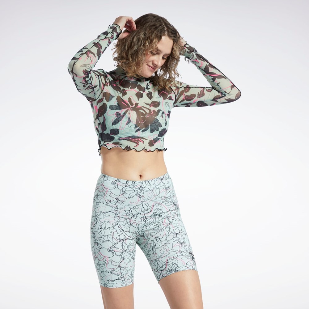 Reebok Reebok Classics Flourishing Floral Print Mesh Long Sleeve Shirt Ljus | NMVDZ-9064