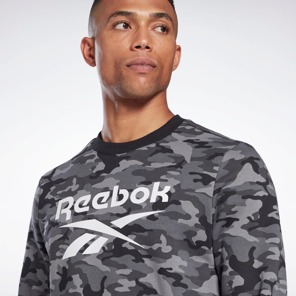 Reebok Reebok Identity Camo Big Logo Crew Sweatshirt Svarta | MQAZU-6803