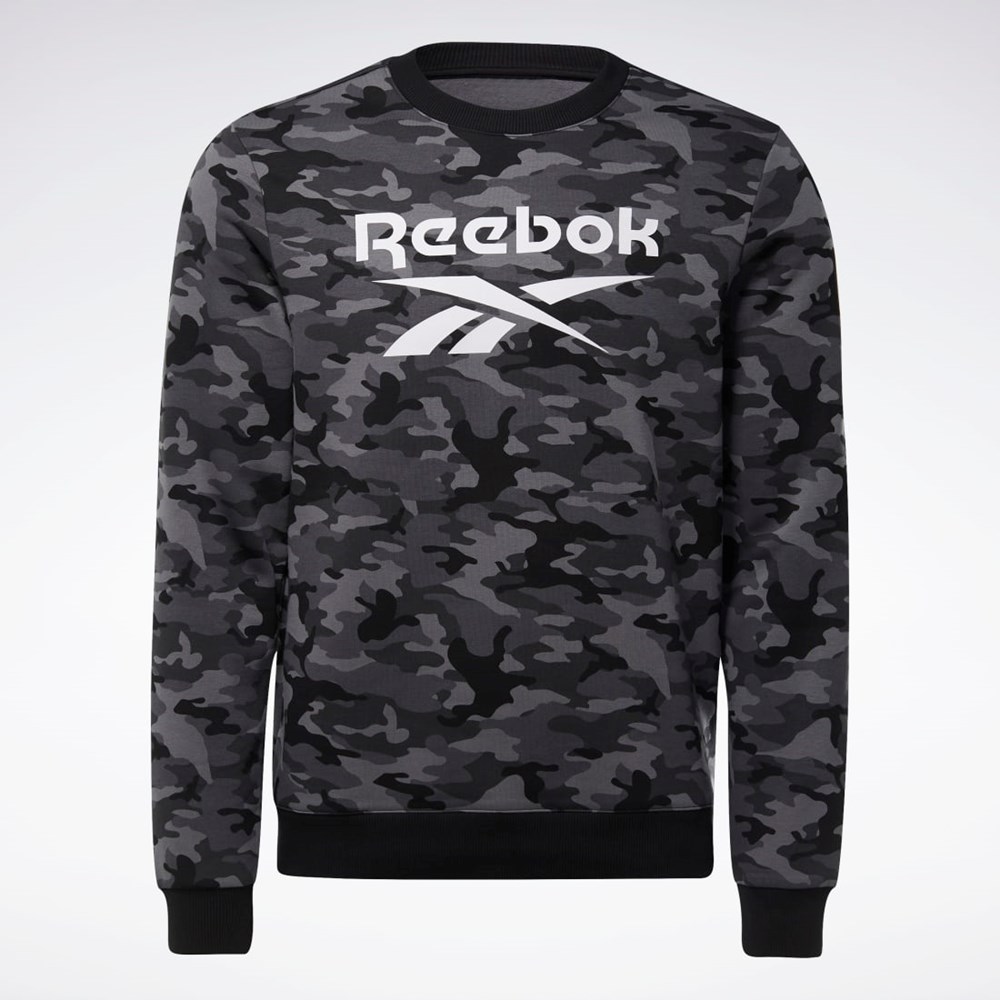 Reebok Reebok Identity Camo Big Logo Crew Sweatshirt Svarta | MQAZU-6803