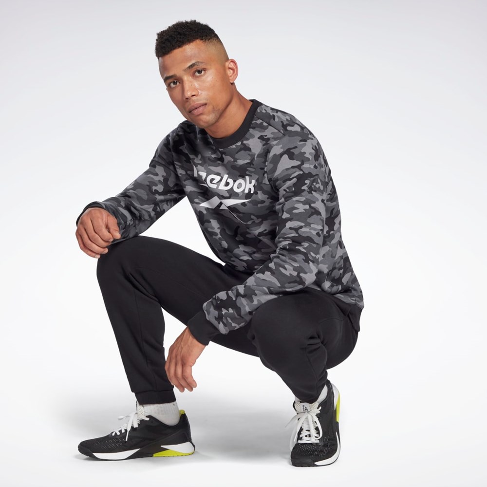 Reebok Reebok Identity Camo Big Logo Crew Sweatshirt Svarta | MQAZU-6803