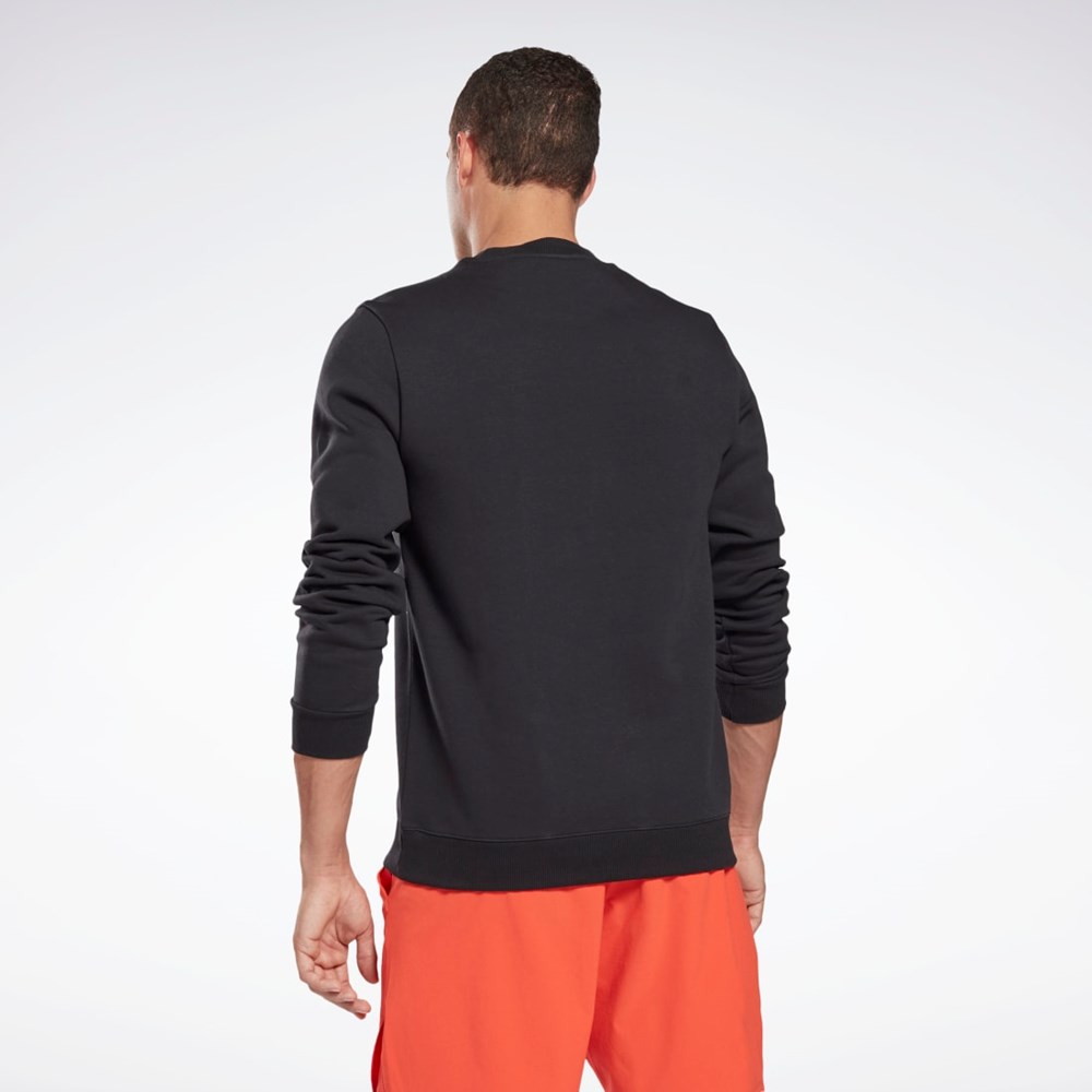 Reebok Reebok Identity Fleece Crew Sweatshirt Svarta Vita | AGNXP-3150