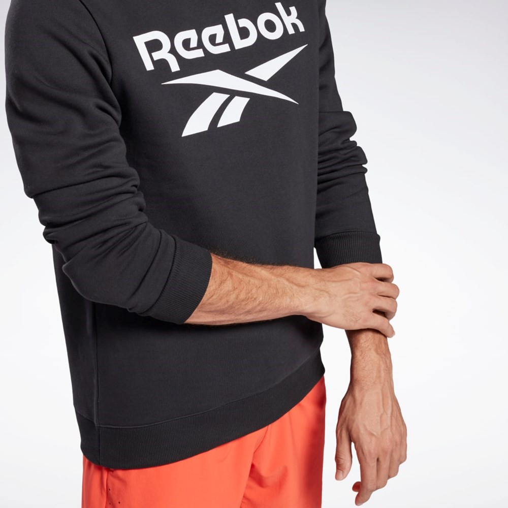 Reebok Reebok Identity Fleece Crew Sweatshirt Svarta Vita | AGNXP-3150