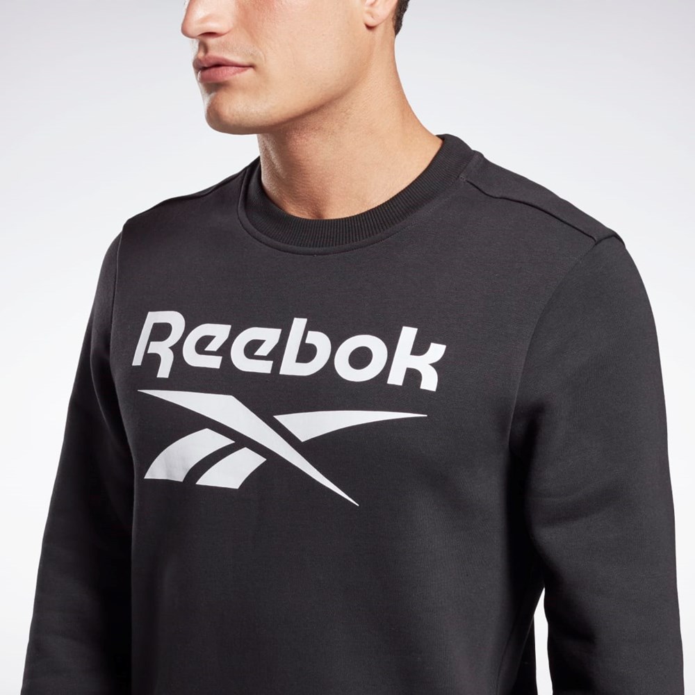 Reebok Reebok Identity Fleece Crew Sweatshirt Svarta Vita | AGNXP-3150