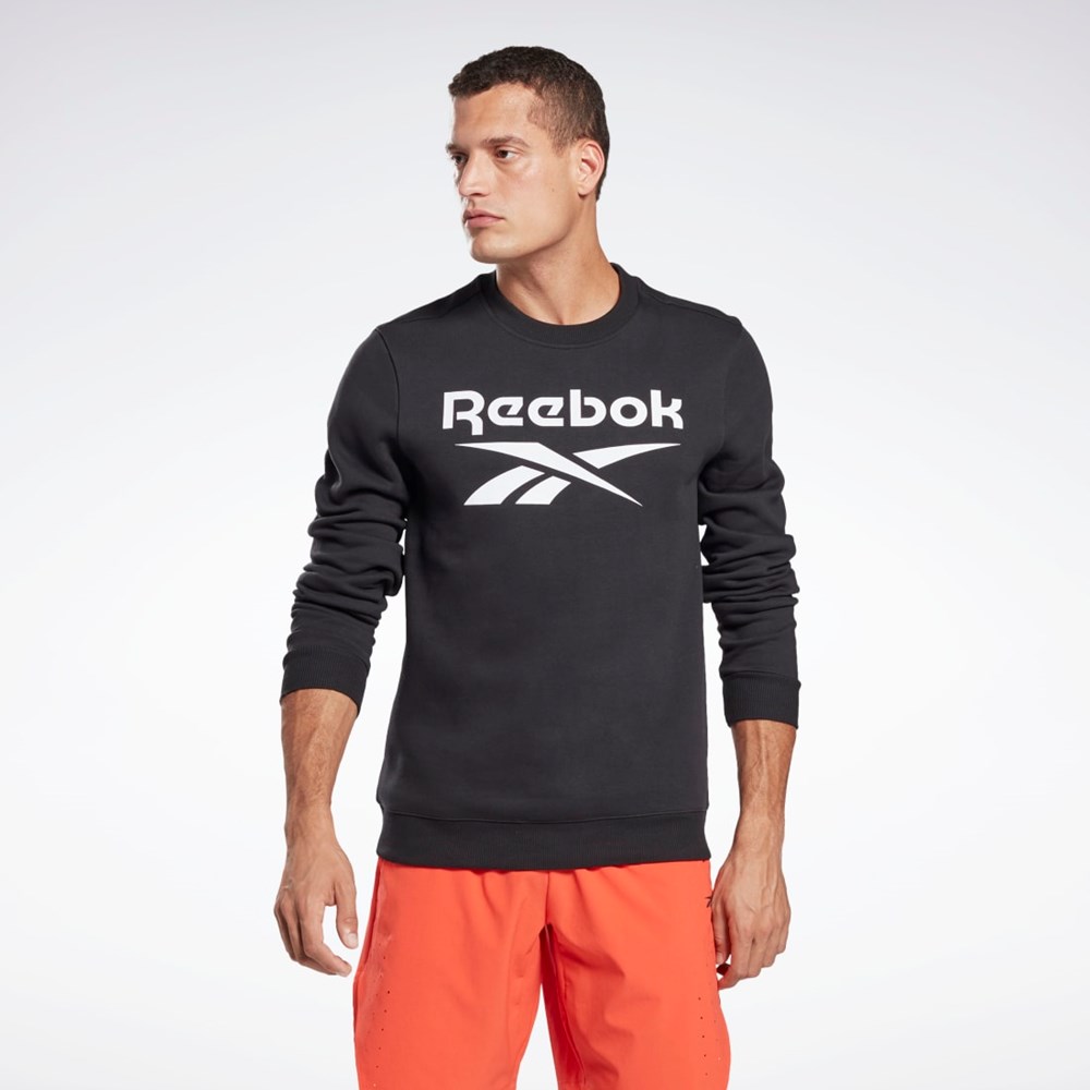 Reebok Reebok Identity Fleece Crew Sweatshirt Svarta Vita | AGNXP-3150