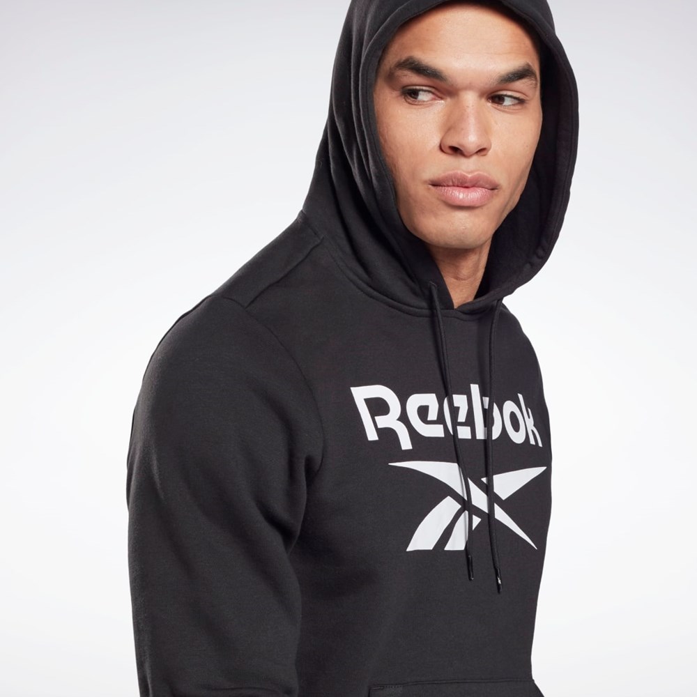 Reebok Reebok Identity Fleece Hoodie Svarta Vita | EGJSN-4698