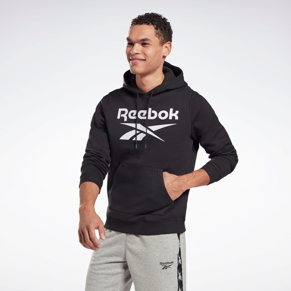 Reebok Reebok Identity Fleece Hoodie Svarta Vita | EGJSN-4698