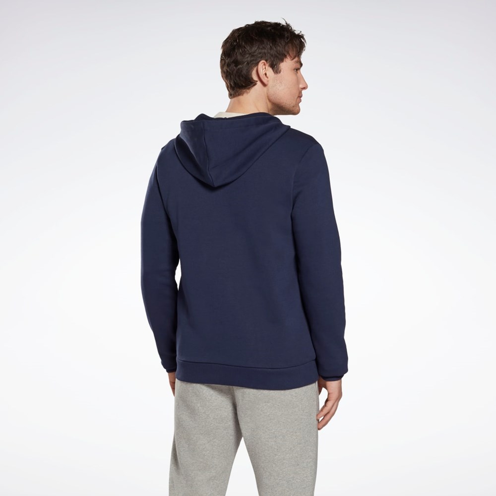 Reebok Reebok Identity Fleece Zip-Up Hoodie Marinblå | ZCMLF-3254