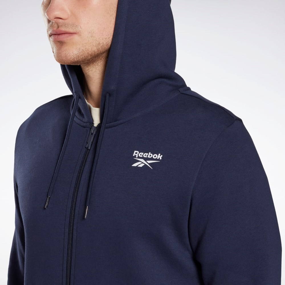 Reebok Reebok Identity Fleece Zip-Up Hoodie Marinblå | ZCMLF-3254