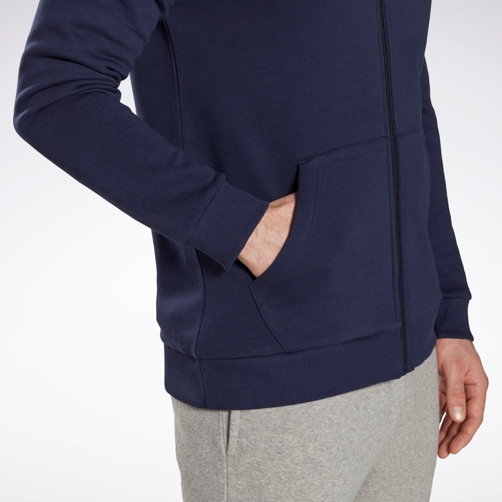 Reebok Reebok Identity Fleece Zip-Up Hoodie Marinblå | ZCMLF-3254