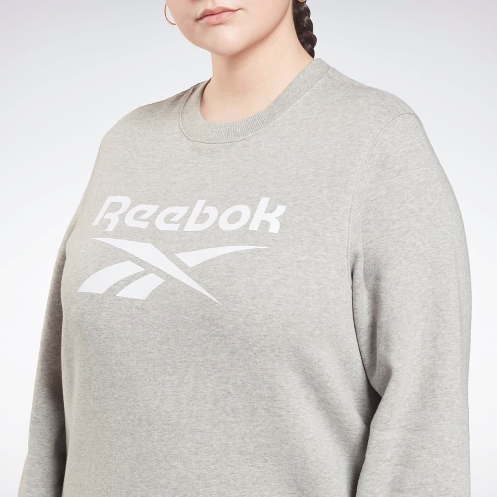 Reebok Reebok Identity Logo Fleece Crew Sweatshirt (Plus Size) Grå | GHIWK-7635