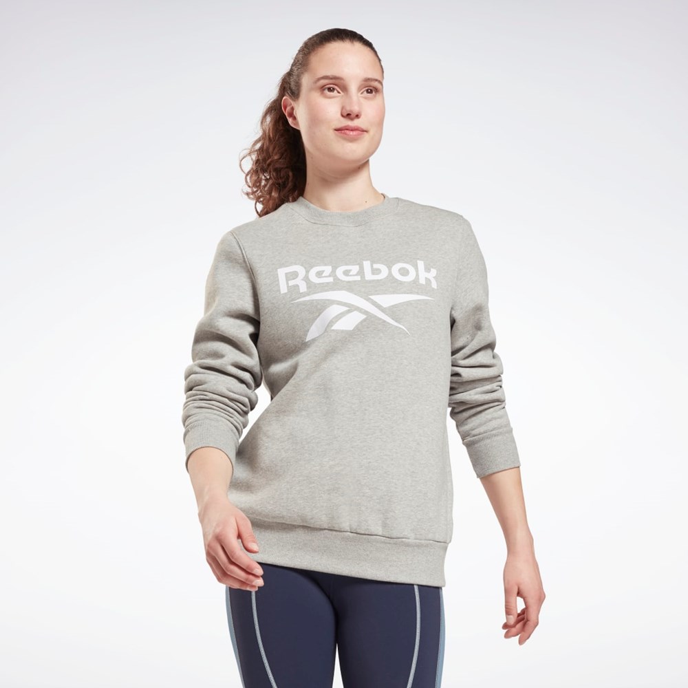 Reebok Reebok Identity Logo Fleece Crew Sweatshirt Grå | MLVOU-0179