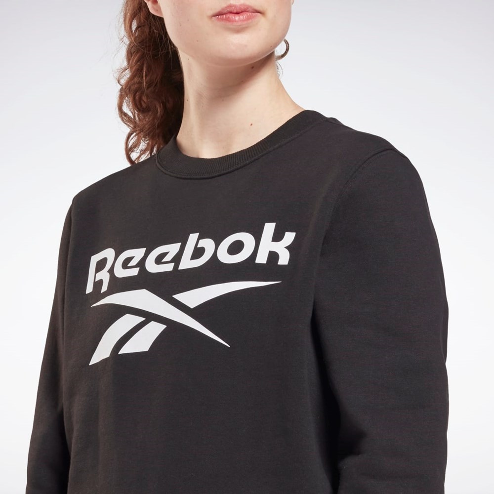 Reebok Reebok Identity Logo Fleece Crew Sweatshirt Svarta | PWZTG-0546