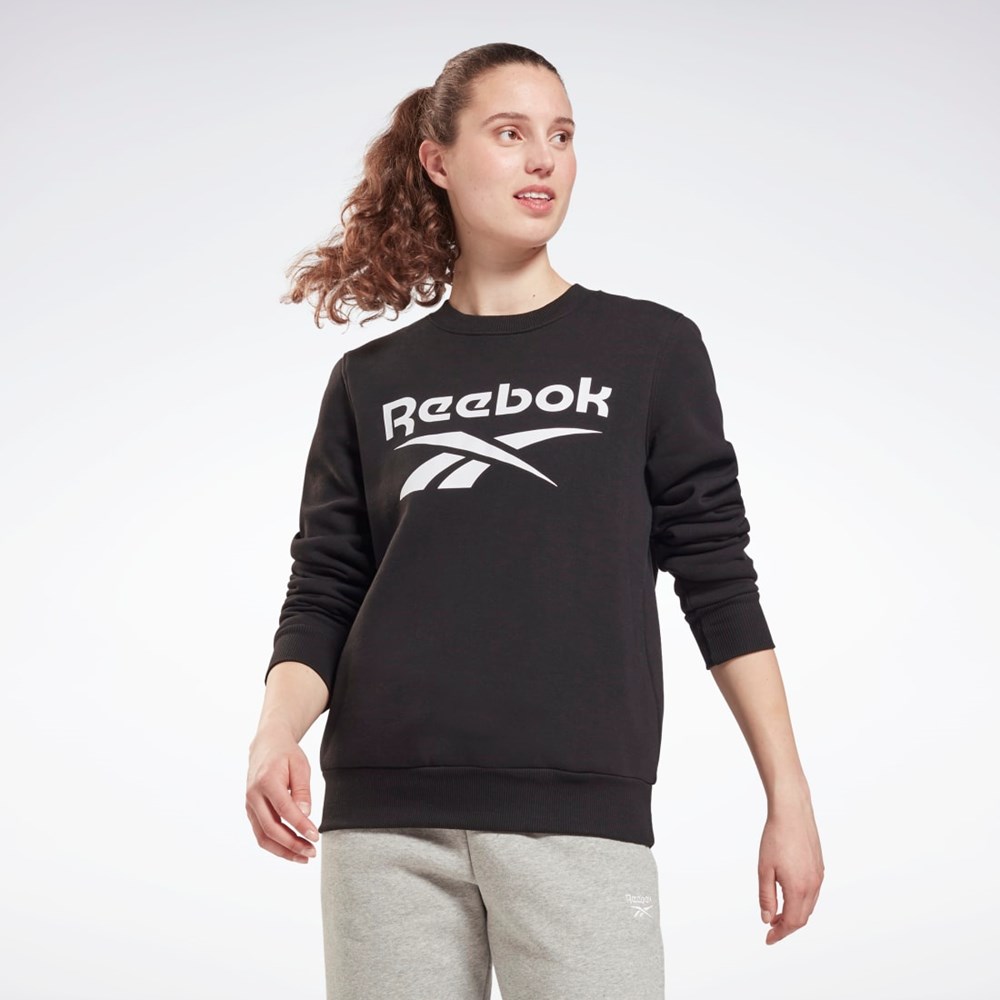 Reebok Reebok Identity Logo Fleece Crew Sweatshirt Svarta | PWZTG-0546