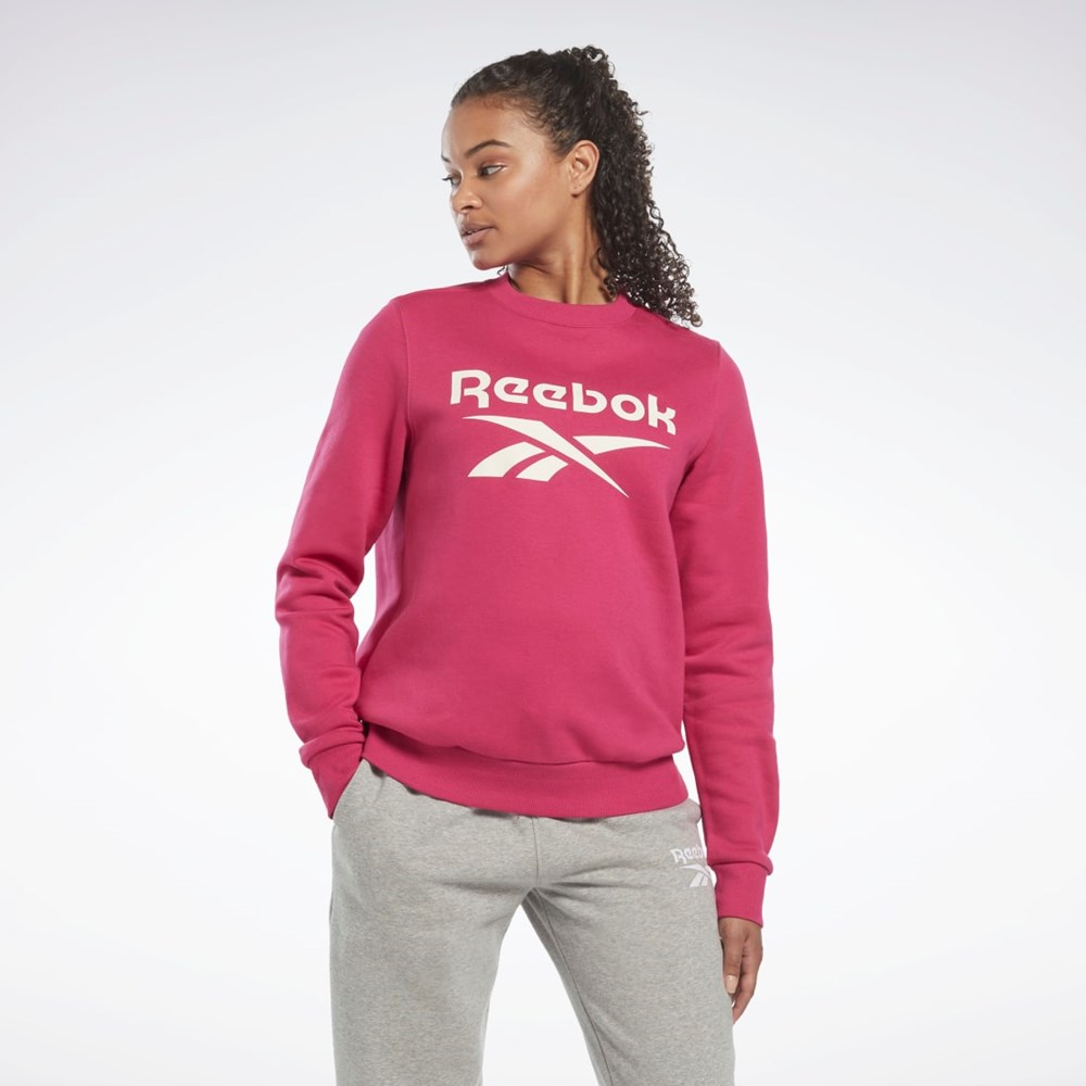 Reebok Reebok Identity Logo Fleece Crew Sweatshirt Rosa | XVGJI-9250