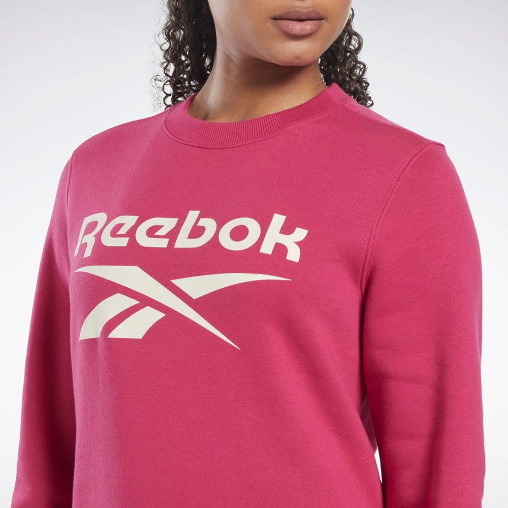 Reebok Reebok Identity Logo Fleece Crew Sweatshirt Rosa | XVGJI-9250