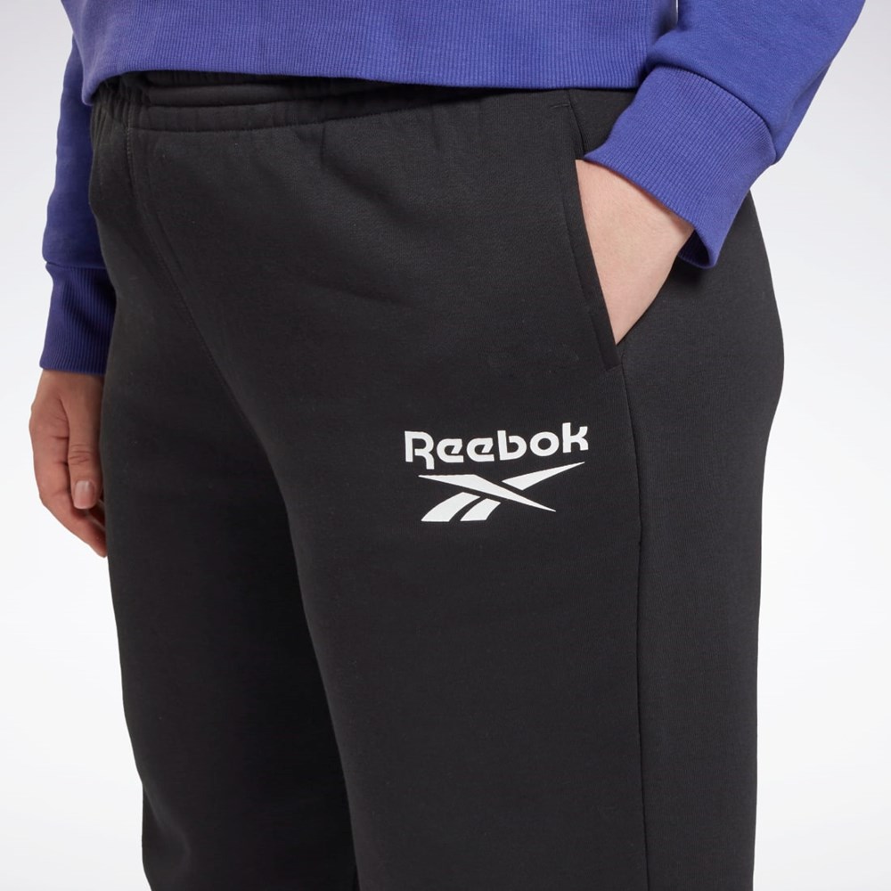 Reebok Reebok Identity Logo Fleece Joggers (Plus Size) Svarta | IDHOU-7139