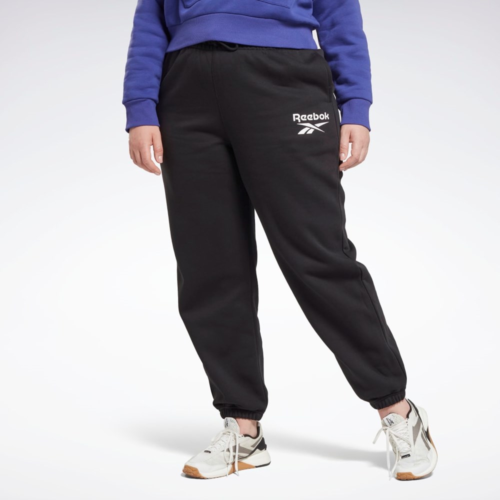 Reebok Reebok Identity Logo Fleece Joggers (Plus Size) Svarta | IDHOU-7139