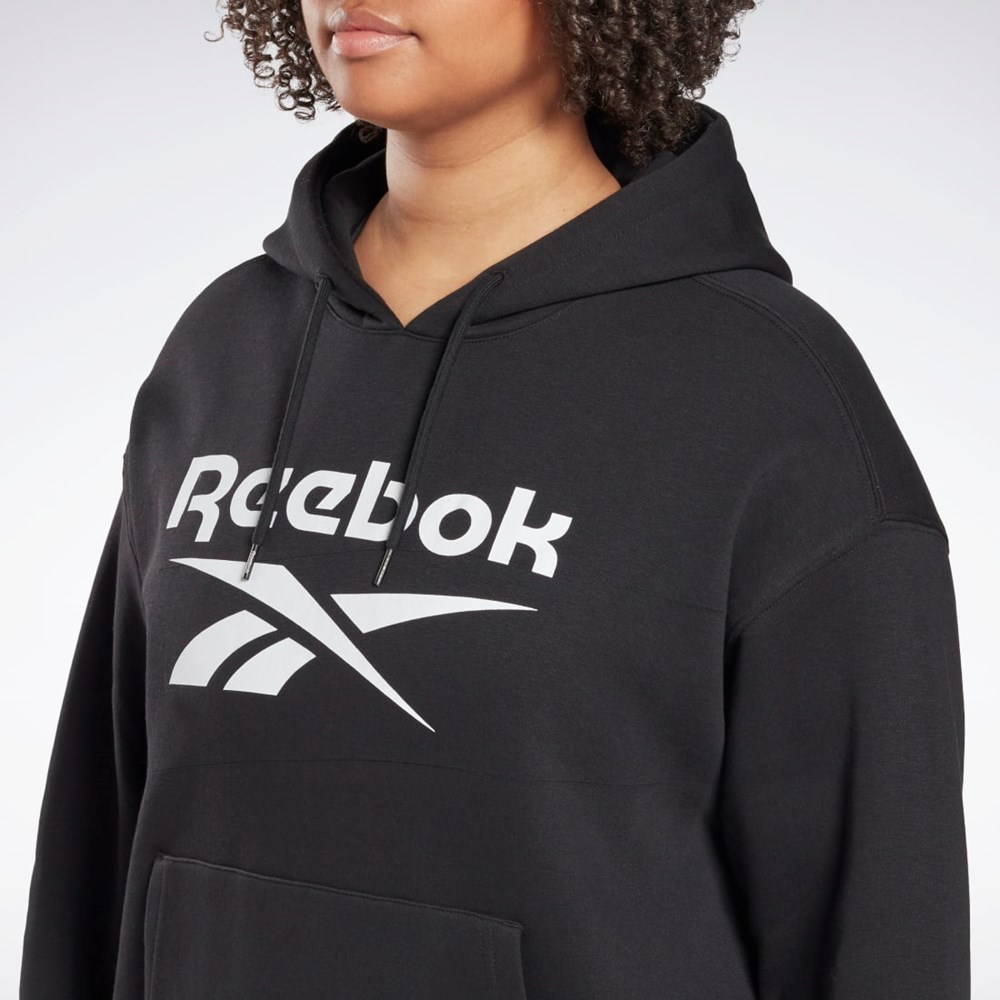 Reebok Reebok Identity Logo Fleece Pullover Hoodie (Plus Size) Svarta | EHSGJ-0367