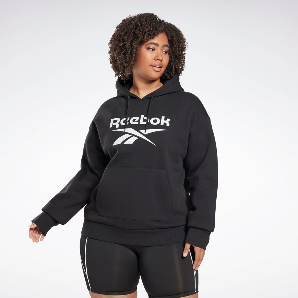 Reebok Reebok Identity Logo Fleece Pullover Hoodie (Plus Size) Svarta | EHSGJ-0367