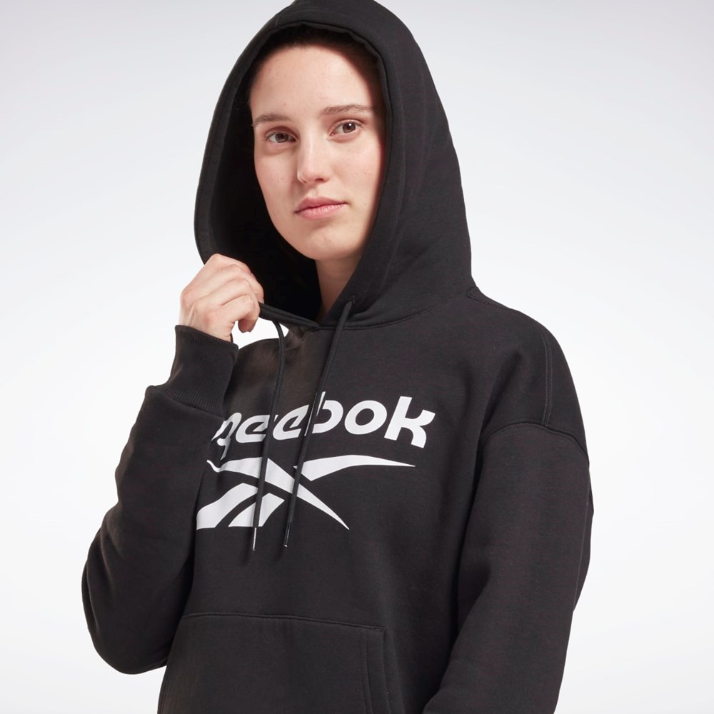 Reebok Reebok Identity Logo Fleece Pullover Hoodie Svarta | WSPNO-3601